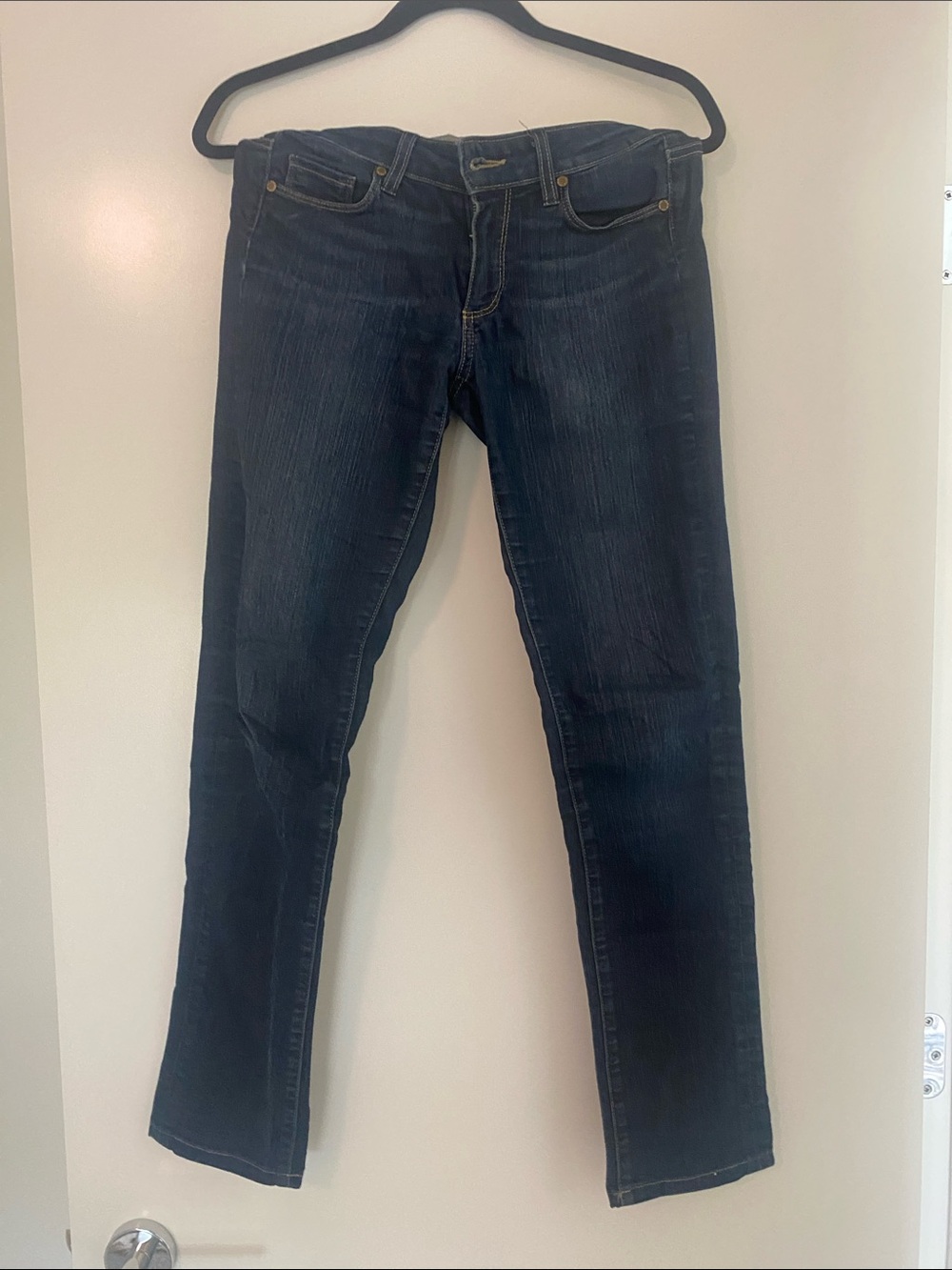 PAIGE Dark Blue Straight Leg Jeans
